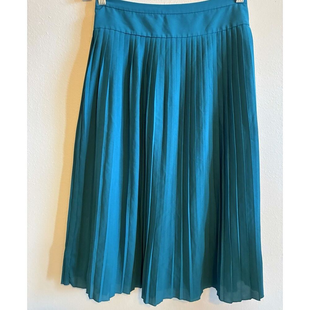 J Crew Womens Teal Blue Pleated Skirt 4 Midi Maxi 80s Style Lined Slip Workwear